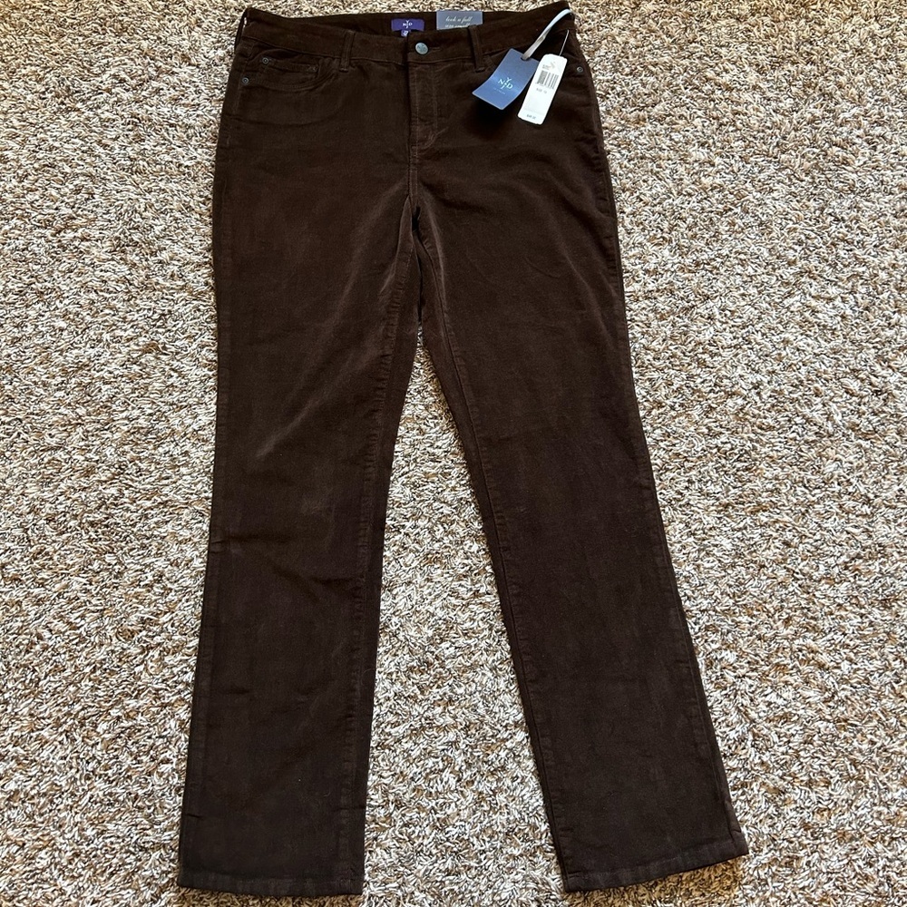 NYDJ Women's Skinny Corduroy Pants in Dark Brown 12 NWOT